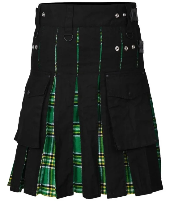 Hybrid Utility Kilts - Black Cotton & Irish Heritage Kilt Hybrid Utility Kilts - Black Cotton & Irish Heritage Kilt