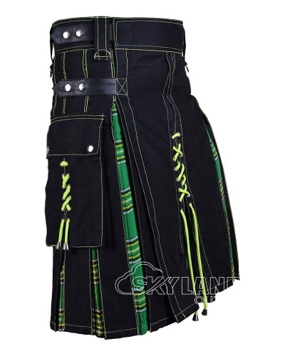 Black Inner Irish Tartan Hybrid Utility Kilt – Laces Cargo Kilts