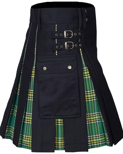 Hybrid Utility Kilts - Black Cotton & Irish National Kilt