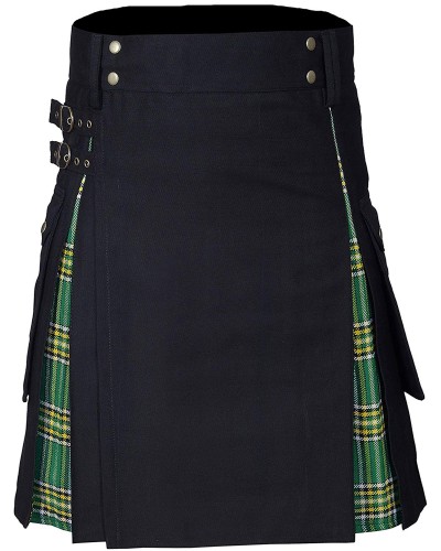 Hybrid Utility Kilts - Black Cotton & Irish National Kilt