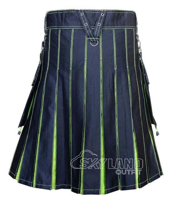Black Inner Loment Green Hybrid Utility Kilt – Laces Cargo Kilts