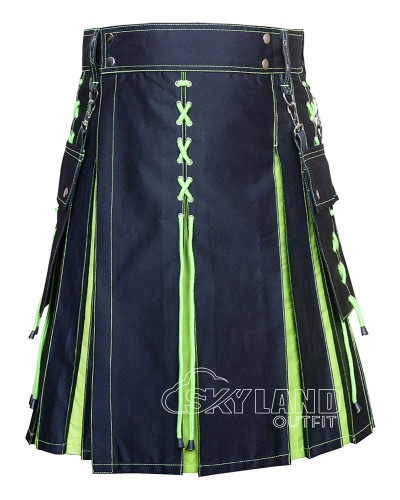 Black Inner Loment Green Hybrid Utility Kilt – Laces Cargo Kilts