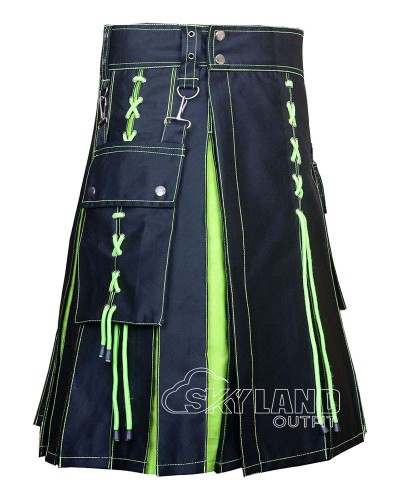 Black Inner Loment Green Hybrid Utility Kilt – Laces Cargo Kilts