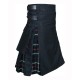 Hybrid Utility Kilts - Black Cotton & MacKenzie Tartan Kilt Hybrid Utility Kilts - Black Cotton & MacKenzie Tartan Kilt