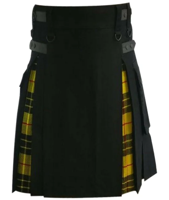 Hybrid Utility Kilts - Black Cotton & MacLeod of Lewis Tartan Kilt Hybrid Utility Kilts - Black Cotton & MacLeod of Lewis Tartan Kilt