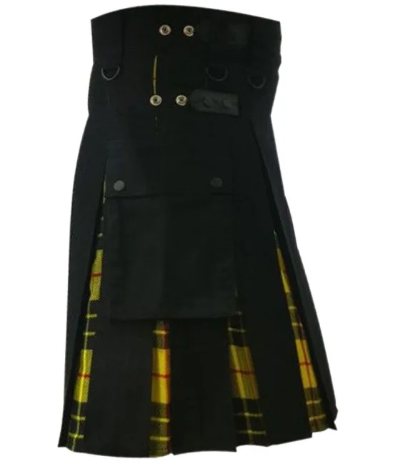 Hybrid Utility Kilts - Black Cotton & MacLeod of Lewis Tartan Kilt Hybrid Utility Kilts - Black Cotton & MacLeod of Lewis Tartan Kilt