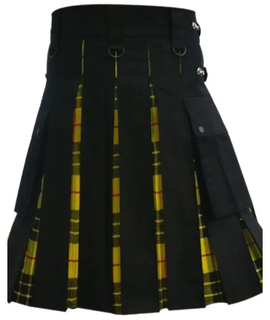 Hybrid Utility Kilts - Black Cotton & MacLeod of Lewis Tartan Kilt Hybrid Utility Kilts - Black Cotton & MacLeod of Lewis Tartan Kilt
