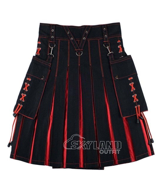 Black Inner Orange Hybrid Utility Kilt – Laces Cargo Pockets Kilts Black Inner Orange Hybrid Utility Kilt – Laces Cargo Pockets Kilts