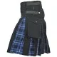 Hybrid Utility Kilts - Black Cotton & Ramsey Blue Tartan Kilt