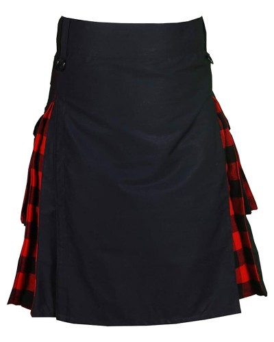 Hybrid Utility Kilts - Black Cotton & MacGregor Rob Roy Tartan Kilt