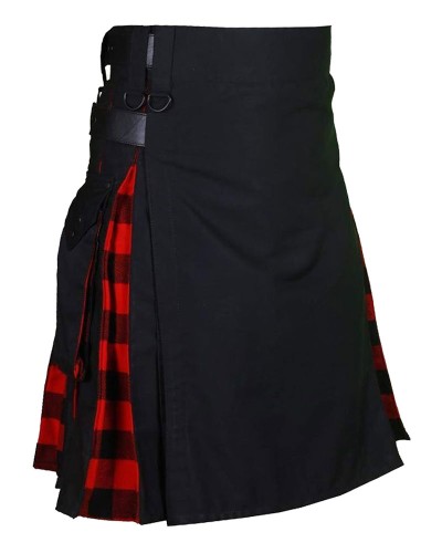 Hybrid Utility Kilts - Black Cotton & MacGregor Rob Roy Tartan Kilt