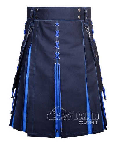 Black Inner Royal Blue Cotton Hybrid Utility Kilt – Laces Kilts