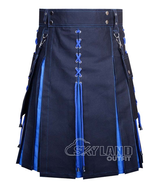 Black Inner Royal Blue Cotton Hybrid Utility Kilt – Laces Kilts Black Inner Royal Blue Cotton Hybrid Utility Kilt – Laces Kilts