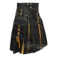 Black Inner Yellow Hybrid Utility Kilt – Laces Cargo Pockets Kilts