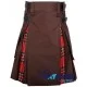 Hybrid Utility Kilts - Brown Cotton & Royal Stewart Tartan Kilt Hybrid Utility Kilts - Brown Cotton & Royal Stewart Tartan Kilt