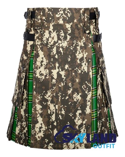 Hybrid Utility Kilts - Digital Camo & Irish Heritage Tartan Kilt