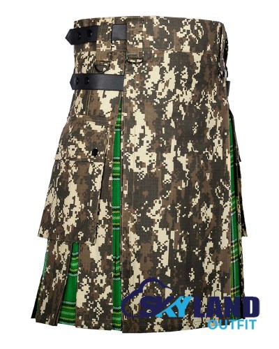 Hybrid Utility Kilts - Digital Camo & Irish Heritage Tartan Kilt