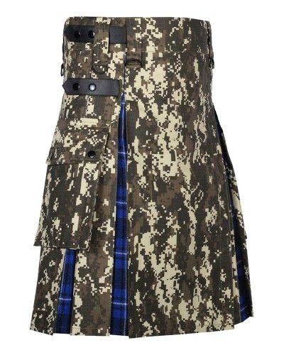 Hybrid Utility Kilts - Digital Camo & Ramsey Blue Tartan Kilt
