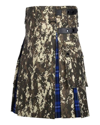 Hybrid Utility Kilts - Digital Camo & Ramsey Blue Tartan Kilt