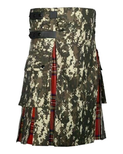 Hybrid Utility Kilts - Digital Camo & Royal Stewart Tartan Kilt