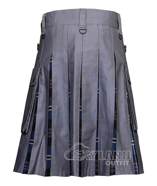 Hybrid Utility Kilts - Grey Cotton & Heritage of Scotland Tartan Kilt