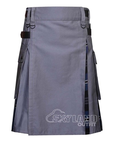 Hybrid Utility Kilts - Grey Cotton & Heritage of Scotland Tartan Kilt