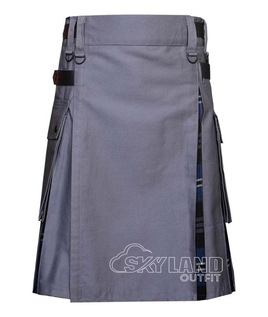 Hybrid Utility Kilts - Grey Cotton & Heritage of Scotland Tartan Kilt