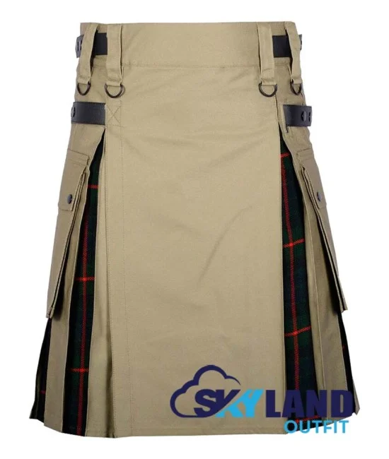 Hybrid Utility Kilts - Khaki Cotton & Gunn Tartan Kilt Hybrid Utility Kilts - Khaki Cotton & Gunn Tartan Kilt