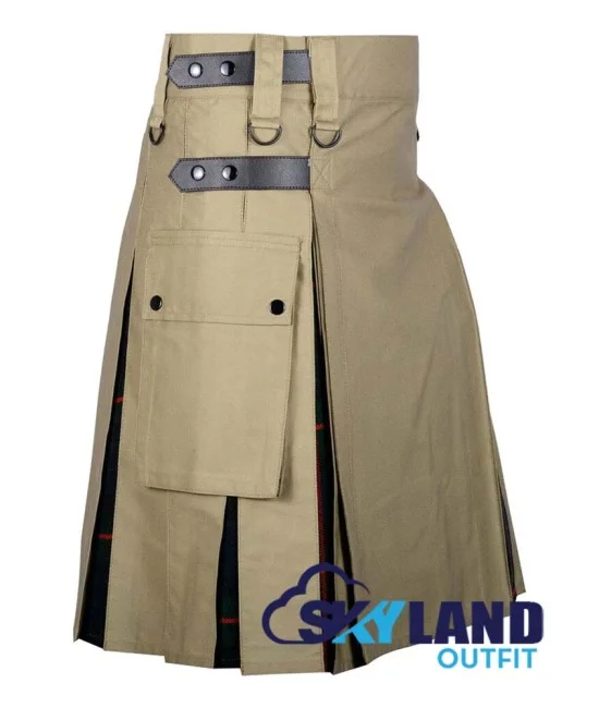 Hybrid Utility Kilts - Khaki Cotton & Gunn Tartan Kilt Hybrid Utility Kilts - Khaki Cotton & Gunn Tartan Kilt