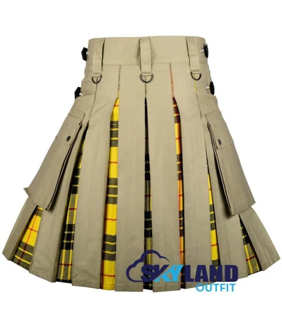 Hybrid Utility Kilts - Khaki Cotton & MacLeod of Lewis Tartan Kilt Hybrid Utility Kilts - Khaki Cotton & MacLeod of Lewis Tartan Kilt