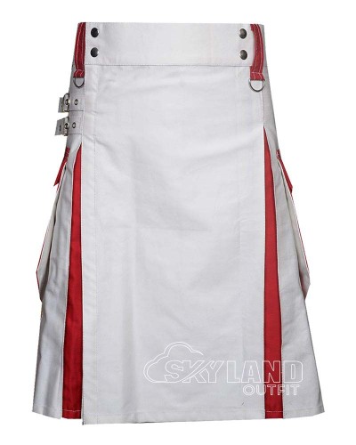LGBTQ Pride Rainbow White Cotton Utility Kilt – Cargo Kilts