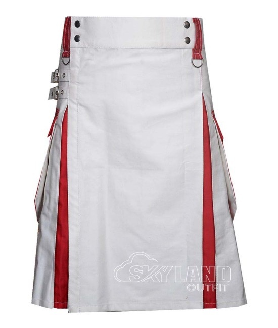 LGBTQ Pride Rainbow White Cotton Utility Kilt – Cargo Kilts