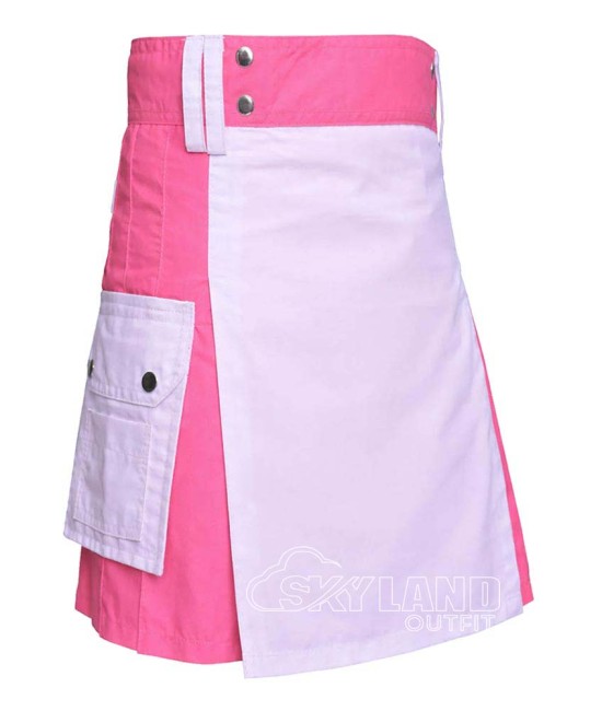 Pink White Hybrid Utility Kilt | Cotton Cargo