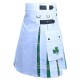 Hybrid Utility Kilts - White Cotton & Irish Heritage Tartan Kilt