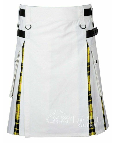 White Cotton & MacLeod of Lewis Tartan Hybrid Utility Kilt