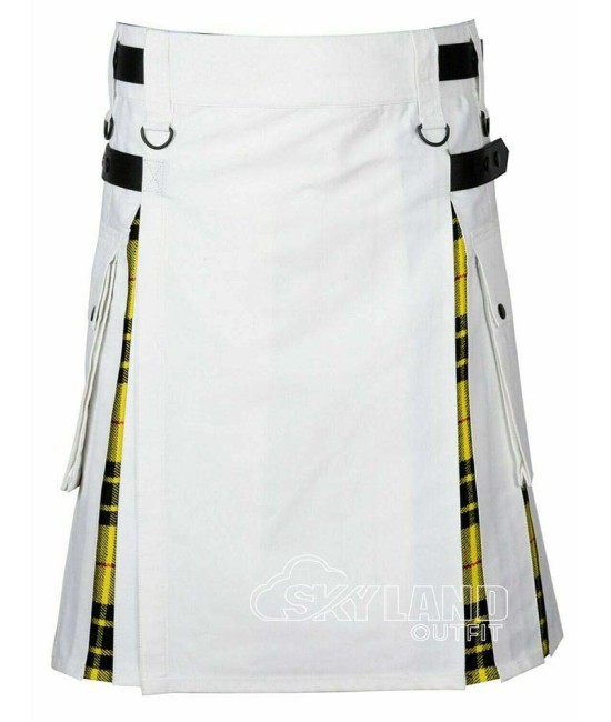 White Cotton & MacLeod of Lewis Tartan Hybrid Utility Kilt