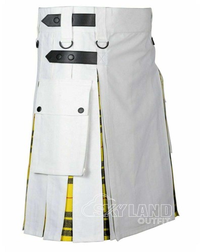 White Cotton & MacLeod of Lewis Tartan Hybrid Utility Kilt