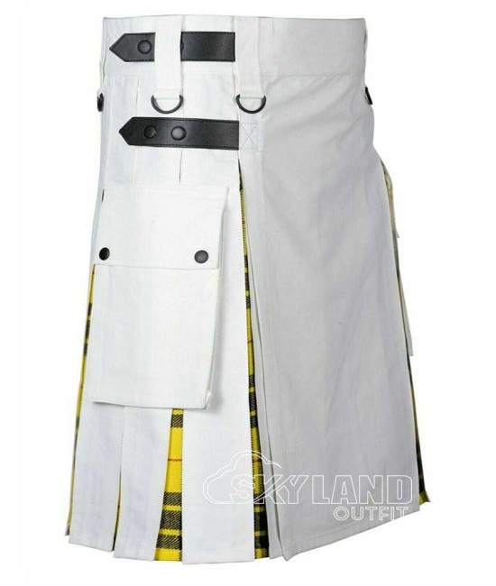 White Cotton & MacLeod of Lewis Tartan Hybrid Utility Kilt