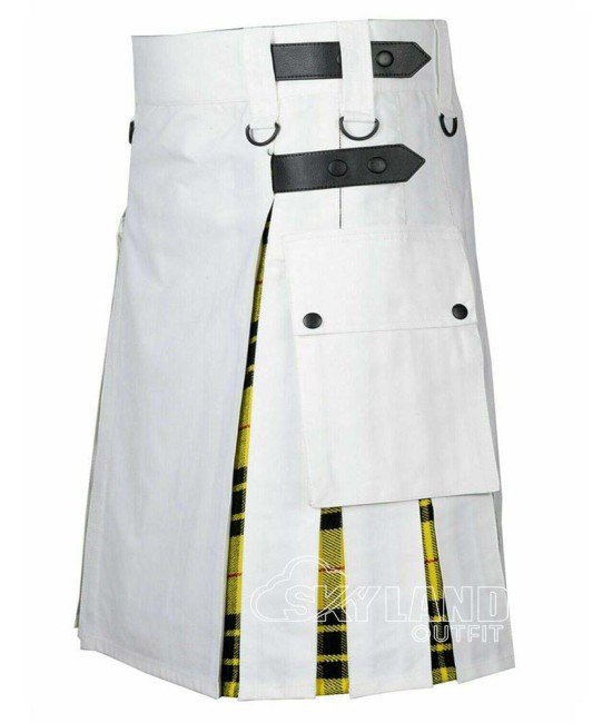 White Cotton & MacLeod of Lewis Tartan Hybrid Utility Kilt