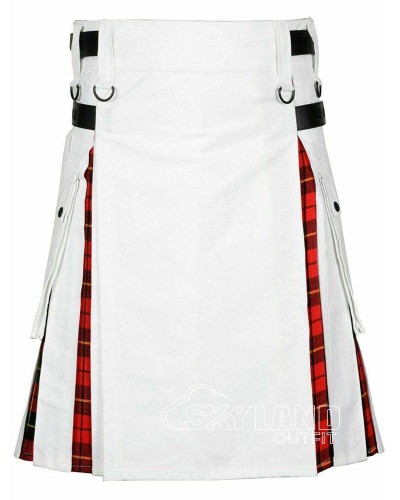 Wallace Tartan Hybrid Utility Kilt - White Cotton