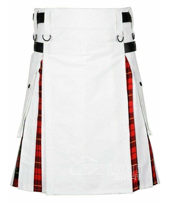 Wallace Tartan Hybrid Utility Kilt - White Cotton
