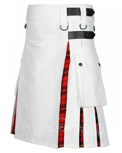 Wallace Tartan Hybrid Utility Kilt - White Cotton