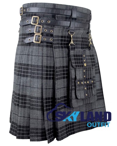 Scottish Grey Watch Tartan Modern Utility Kilt | Detachable Pocket Scottish Grey Watch Tartan Modern Utility Kilt | Detachable Pocket