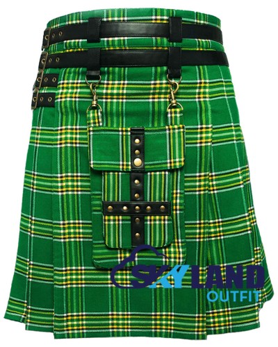 Scottish Irish National Tartan Modern Utility Kilt | Detachable Pocket