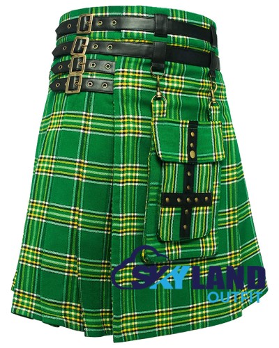 Scottish Irish National Tartan Modern Utility Kilt | Detachable Pocket Scottish Irish National Tartan Modern Utility Kilt | Detachable Pocket