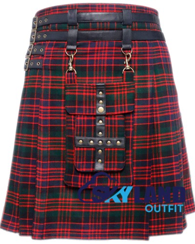 Scottish MacDonald Tartan Modern Utility Kilt | Detachable Pocket