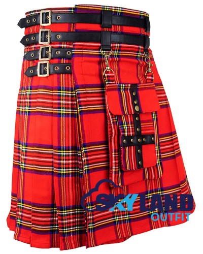 Scottish Royal Stewart Tartan Modern Utility Kilt | Detachable Pocket Scottish Royal Stewart Tartan Modern Utility Kilt | Detachable Pocket