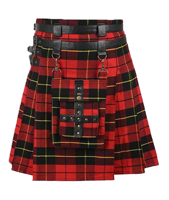 Scottish Wallace tartan modern utility kilt detachable pocket Scottish Wallace tartan modern utility kilt detachable pocket