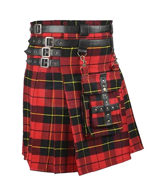 Scottish Wallace tartan modern utility kilt detachable pocket Scottish Wallace tartan modern utility kilt detachable pocket