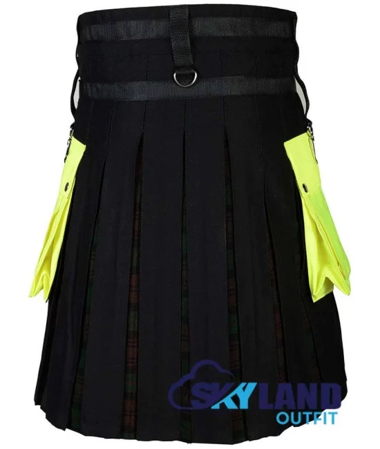 Black & Blue Hybrid Kilt – Under Black Watch Weathered Tartan Utility Kilt